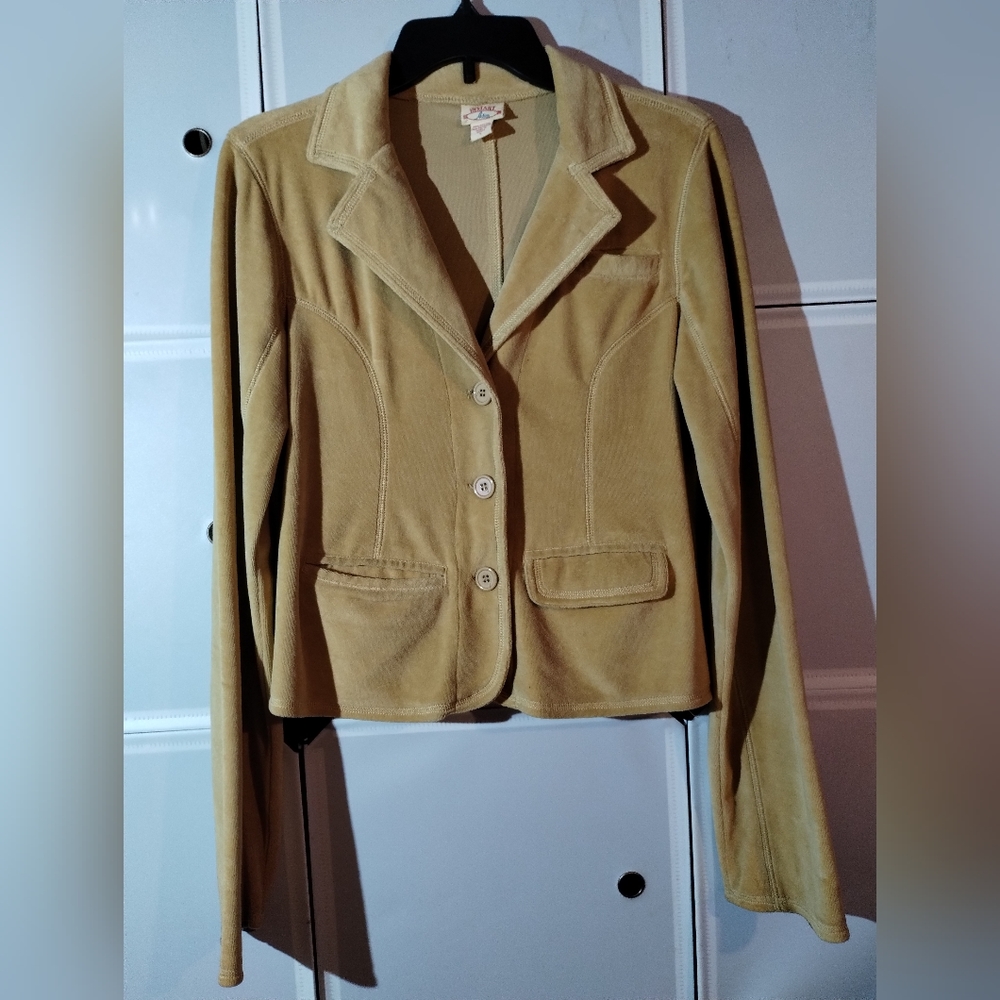 Women's Instant Action tan lightweight cropped blazer size L